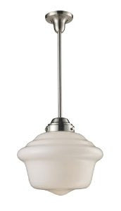 Landmark 69040-1 Schoolhouse 1-Light Pendant, 15-Inch, Satin Nickel