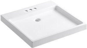 KOHLER K-2314-4-0 Purist Wading Pool Lavatory with 4 Inch Center Drilling, White