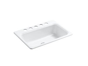 Kohler K-5832-5U-0 Bakersfield Undercounter Sink with Installation Kit, White
