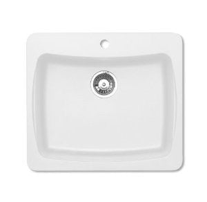 Pegasus AL10WH 25-Inch by 22-Inch Granite Single Bowl Kitchen Sink, Opal White
