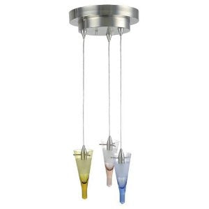 Lite Source LS-14463MULTI Asteroid 3-Lite Pendant Lamp with Multi Glass Shade
