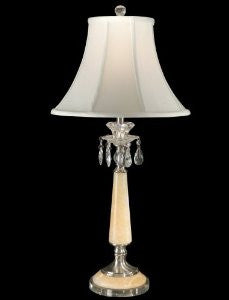 Dale Tiffany GT80020 Clarissa Crystal Table Lamp, Brushed Nickel and Fabric Shade