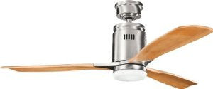 Kichler Lighting 300145BSS Ridley 52-Inch Ceiling Fan, Brushed Stainless Steel Finish with Medium Oak Stained Wood Blades and Integrated Light Kit