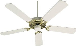 Quorum International 77525-26 Capri I 52-Inch Ceiling Fan, Polished Brass and Gloss White Finish with White Blades