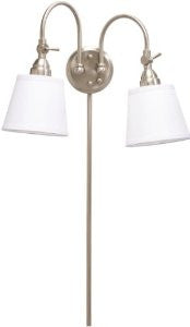 Kichler Lighting 78012NIW Blaine 2-Light Wall Sconce, Brushed Nickel Finish with White Fabric Shades