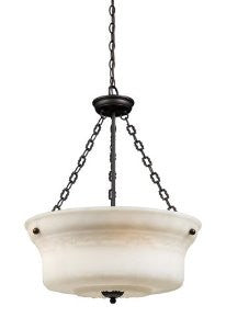 Landmark 66323-4 Restoration 4-Light Pendant, 25-Inch, Aged Bronze with White Antique Glass
