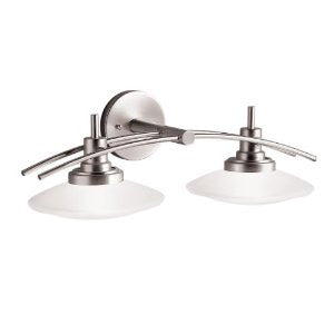 Kichler Lighting 6162NI Structures Wall-Mount 2-Light Halogen Bath Light with Glass Shades, Brushed Nickel