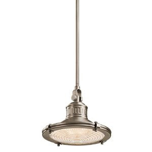 Kichler Lighting 42436AP 1-Light 60-Watt Sayre Incandescent Pendant with Fresnel Lens, Antique Pewter