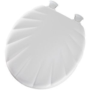 Mayfair 22EC 000 Shell Sculptured Molded Wood Toilet Seat with Lift-Off Hinges, Round, White