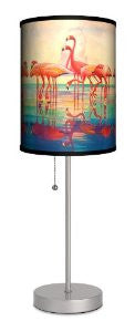 Saturday Evening Post - Pink Flamingos Sport Silver Lamp