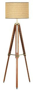 Pacific Coast Lighting 85-2148-68 Tripod 1-Light Floor Lamp, Walnut Finish with Beige Fabric Shade