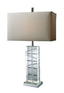 Dimond D1813 15-Inch Width by 23-Inch Height Avalon Table Lamp in Clear Crystal and Chrome with Pure White Faux Silk Shade and Pure White Fabric Liner
