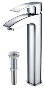 Kraus FVS-1810-PU-10CH Visio Single Lever Vessel Faucet with Matching Pop Up Drain, Chrome