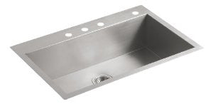 KOHLER K-3821-4-NA Vault Large Single Kitchen Sink with Four-Hole Faucet Drilling