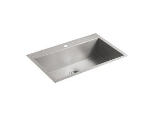 KOHLER K-3821-1-NA Vault Large Single Kitchen Sink with Single-Hole Faucet Drilling