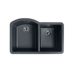 Swanstone QUDB-3322.170 32-Inch by 21-Inch Undermount Double Bowl Kitchen Sink, Espresso