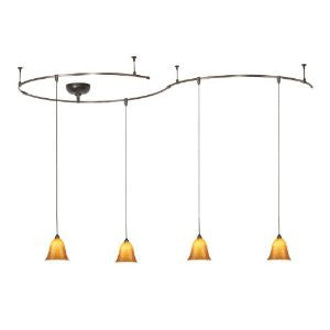 WAC Lighting QP-G592-AB/DB Monorail Pendant Kit in Bronze with Amber Shades