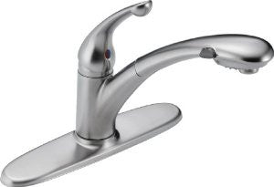 Delta 470-AR-DST Signature Single Handle Pull-Out Kitchen Faucet, Arctic Stainless