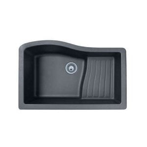 Swanstone QUAD-3322.077 33-Inch by 22-Inch Undermount Ascend Bowl Kitchen Sink, Nero