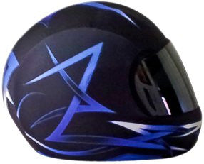 SkullSkins Tribal Motorcycle Helmet Street Skin (Blue)