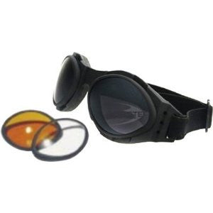 Bobster Bugeye II Interchangeable Motorcycle Harley Sunglasses/Goggles - Black/Anti-fog Smoked, Amber, Clear / One Size Fits All