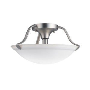 Kichler Lighting 3620NI 2 Light Small Semi Flush Ceiling Light, Brushed Nickel