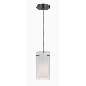 Lite Source LS-19772 Jaden Pendant Lamp, Black with Frost Inner And Clear Outer Glass