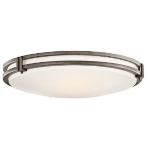 Kichler Lighting 10827OZ 2-Light Fluorescent Flush Mount Ceiling Light, Olde Bronze with White Acrylic Shade