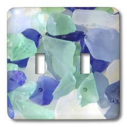 3dRose LLC lsp_39654_2 Blue And Seafoam Green Sea Glass, Double Toggle Switch