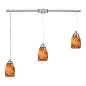 Elk Lighting 10089/3L-RV Mini Vortex 3-Light Pendant with Rainbow Glass Shade, 36 by 7-Inch, Satin Nickel Finish