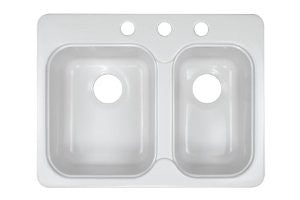 Lyons Industries DKS01EE-3.5 Designer White 25-Inch by 19.5-Inch Recreational Vehicle-Mobile Home Acrylic Two Bowl Kitchen Sink
