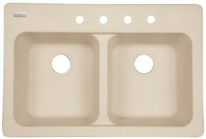 FrankeUSA FTO904BX Tectonite 4-Hole Double-Bowl Top Mount Kitchen Sink, Oatmeal