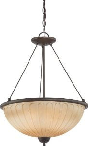 Nuvo Lighting 60/4229 One Light Carousel Mini Pendant with Auburn Beige Glass, Sudbury Bronze
