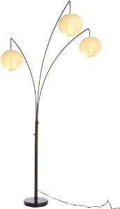 Adesso 4101-26 Spheres Arc 3-Light Floor Lamp with Rice-Paper Shades, Antique Bronze