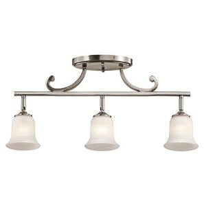 Kichler Lighting 7705CLP Wellington Square 3-Light Adjustable Semi-Flush, Classic Pewter Finish with Mount Fixture with Etched White Glass