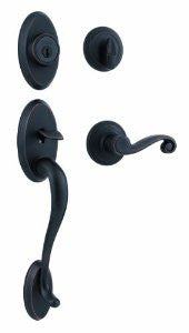 Kwikset Shelburne Single Cylinder Handleset w/Lido Lever featuring SmartKey in Venetian Bronze