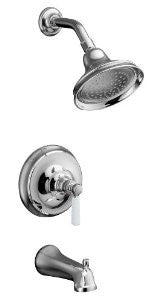 KOHLER K-T10582-4P-CP Bancroft Rite-Temp Pressure-Balancing Bath and Shower Faucet Trim, Polished Chrome