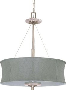 Nuvo 60/2887 Four Light Pendant With Grey Fabric Shade And Frosted Diffuser, Brushed Nickel
