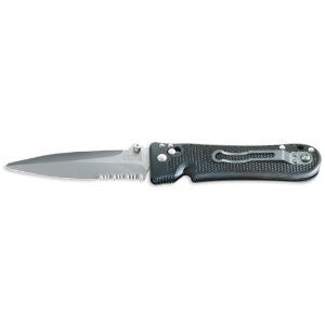 SOG Specialty Knives & Tools PE14-CP Pentagon Elite I Knife with Part-Serrated Folding 4-Inch VG-10 Steel Blade and GRN Handle, Bead Blasted Finish