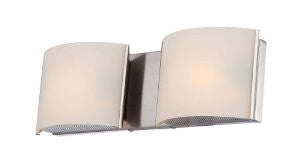 Alico Industries BV6T2-10-16M Pandora Collection 2-Light Vanity Fixture, Matte Satin Nickel Finish with White Opal Glass