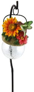 Moonrays 92261 Hummingbird-Bird Sits on Hanging-Glow-Ball Solar Light, Garden Art, Hummingbird Pendant Shape
