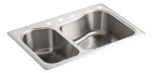 KOHLER K-3361-4-NA Staccato Dual Large/Medium Self-Rimming Kitchen Sink