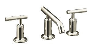 KOHLER K-14410-4-SN Purist Widespread Lavatory Faucet with Low Spout and Low Lever Handles, Vibrant Polished Nickel