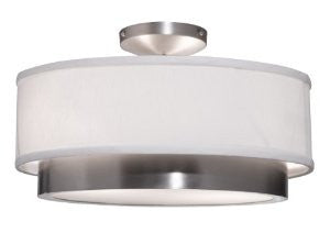 Artcraft Lighting SC785 Scandia Semi-Flush Mount Light, Brushed Nickel with White Linen Shade