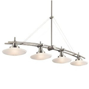 Kichler Lighting 2043NI Structures 4-Light Halogen Island Fixture, Brushed Nickel with Satin-Etched Glass
