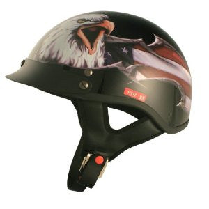 VCAN V531 Cruiser Patriotic Eagle Graphics Half Helmet (Gloss Black, X-Large)