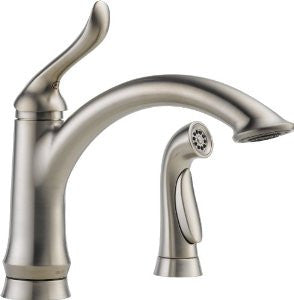 Delta 4453-SS-DST Linden Single Handle Kitchen Faucet with Spray, Stainless