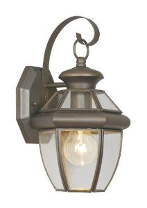 Livex Lighting 2051-07 Monterey 1 Light Outdoor Bronze Finish Solid Brass Wall Lantern with Clear Beveled Glass