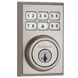 Kwikset 910 Z-Wave Contemporary SmartCode Electronic Deadbolt featuring SmartKey in Satin Nickel