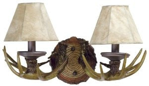 Craftmade 19412EB2 Vanity Light with Tan Fabric Shades, European Bronze Finish